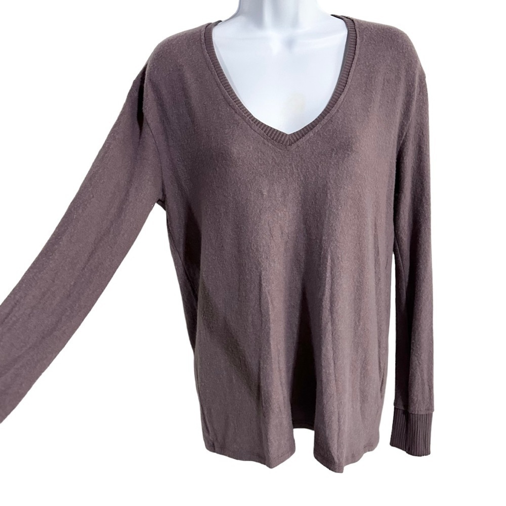 BP Long Sleeve Cozy Brushed Purple V-Neck Top - XS  NWOT - Picture 4 of 7